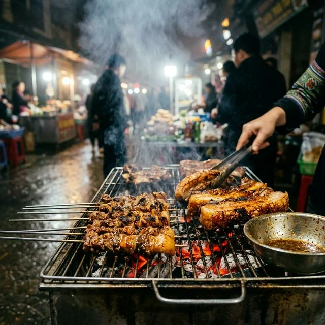 Porc noir grillé de Sapa : la spécialité montagnarde cuite au feu de bois