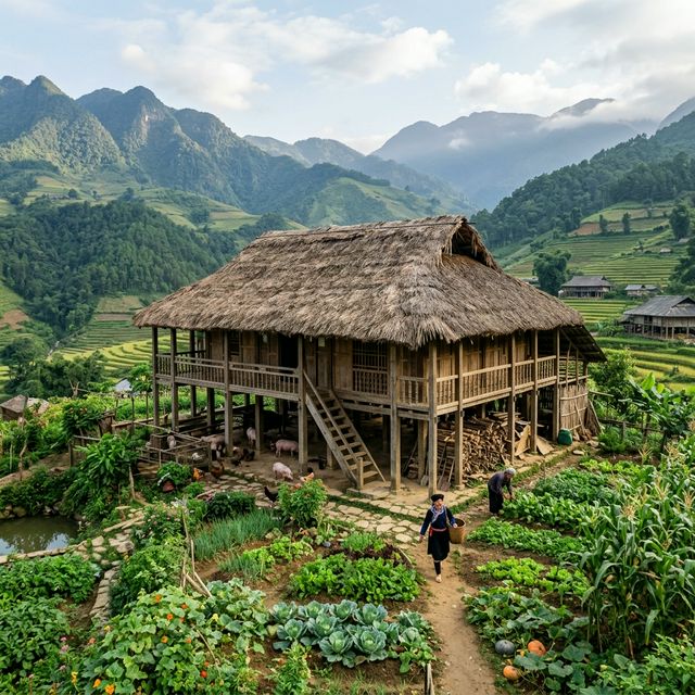 Maison Tày sur pilotis
